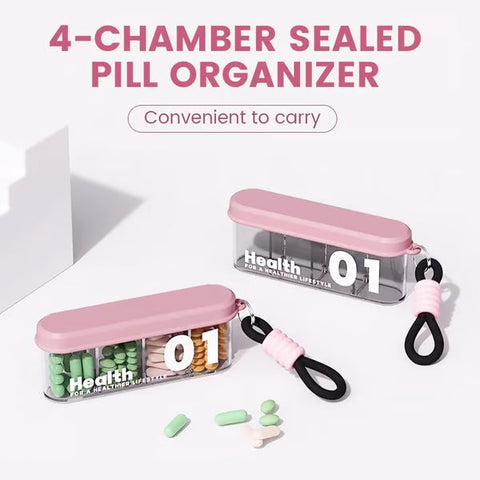 4 Compartments Portable Sealed Pill Organizer
